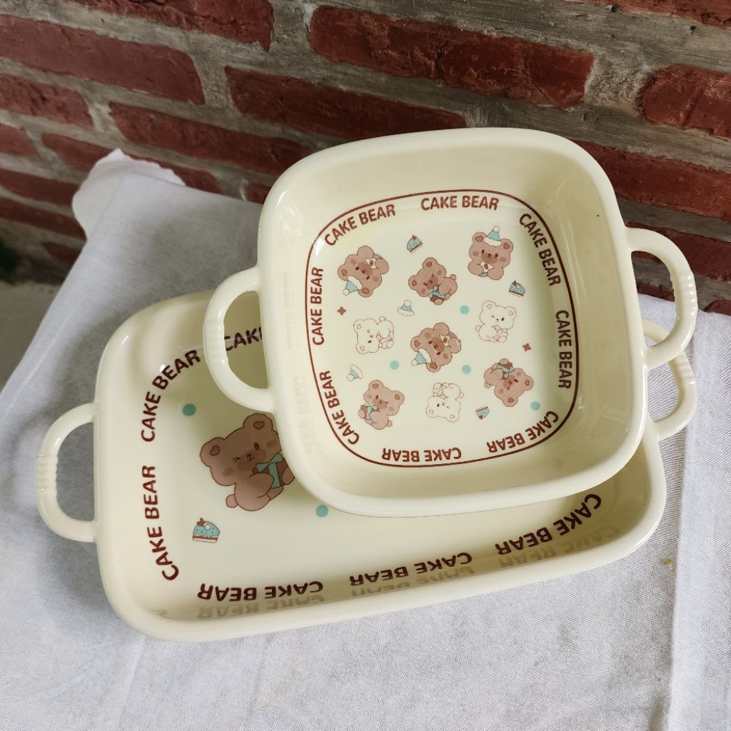 Ceramic collections - Cake bear square ceramic deep plate (1pc)