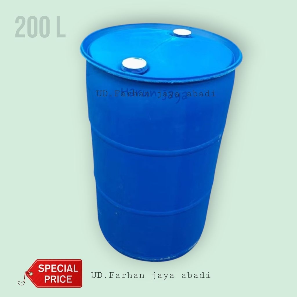 Drum plastik HDPE/ drum poligen bersih dan tebal/ toren air bersih 200 liter/drum biru/ tong air ber