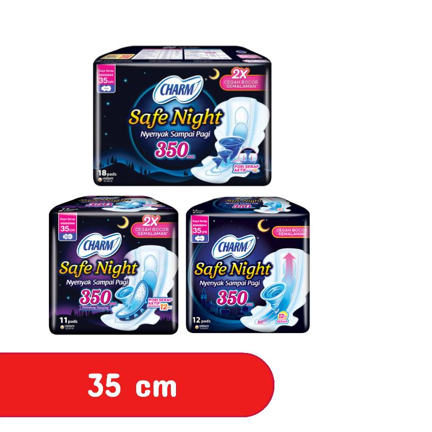Charm Safe Night Pembalut Wanita Sayap Malam 35 cm