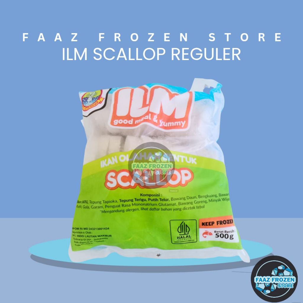 Scallop produk ILM netto 500 gram Olahan Ikan Tempura frozen food