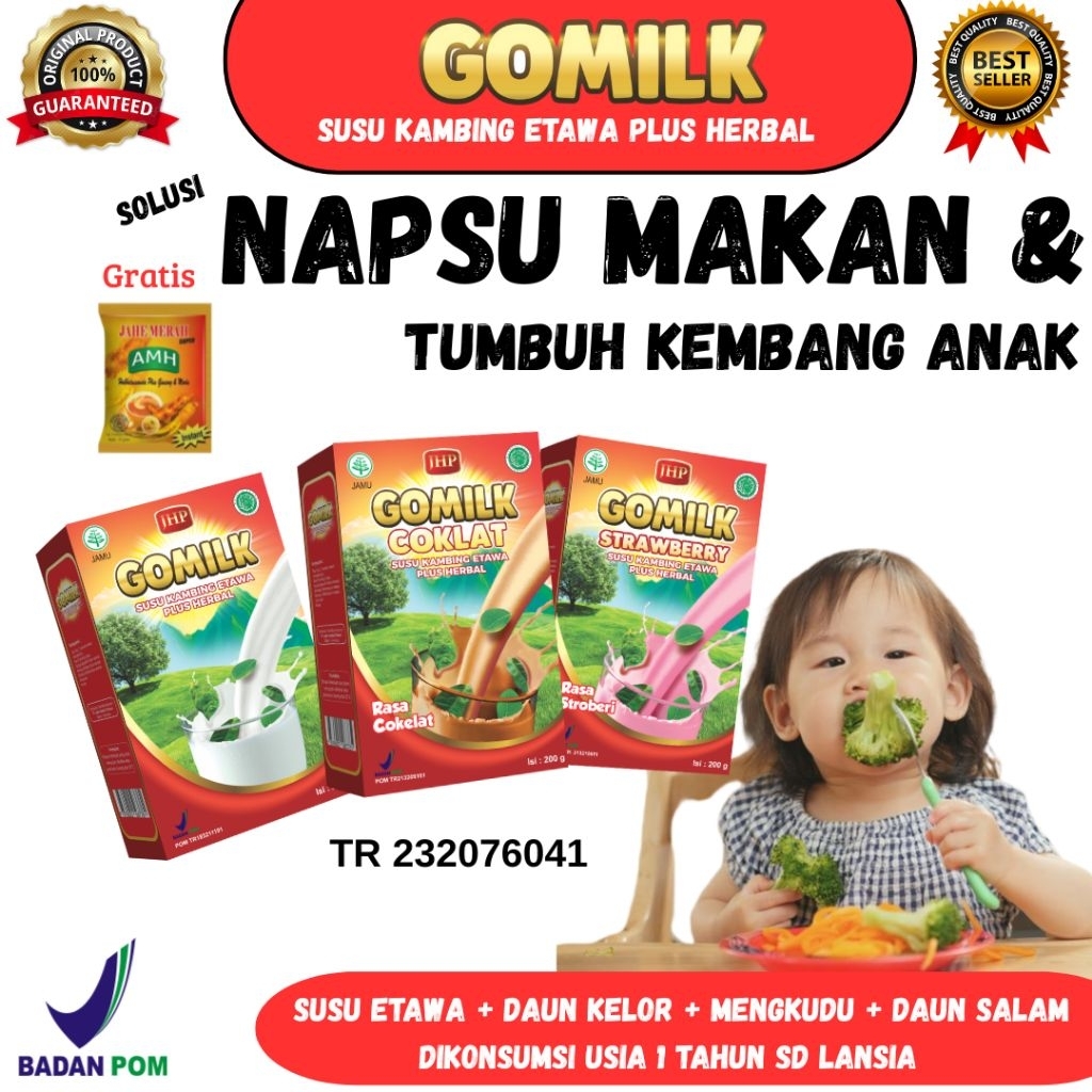 

GOMILK SUSU KAMBING ETAWA 200gr - Anak Lahap Makan, Cocok Anak Alergi Susu Sapi