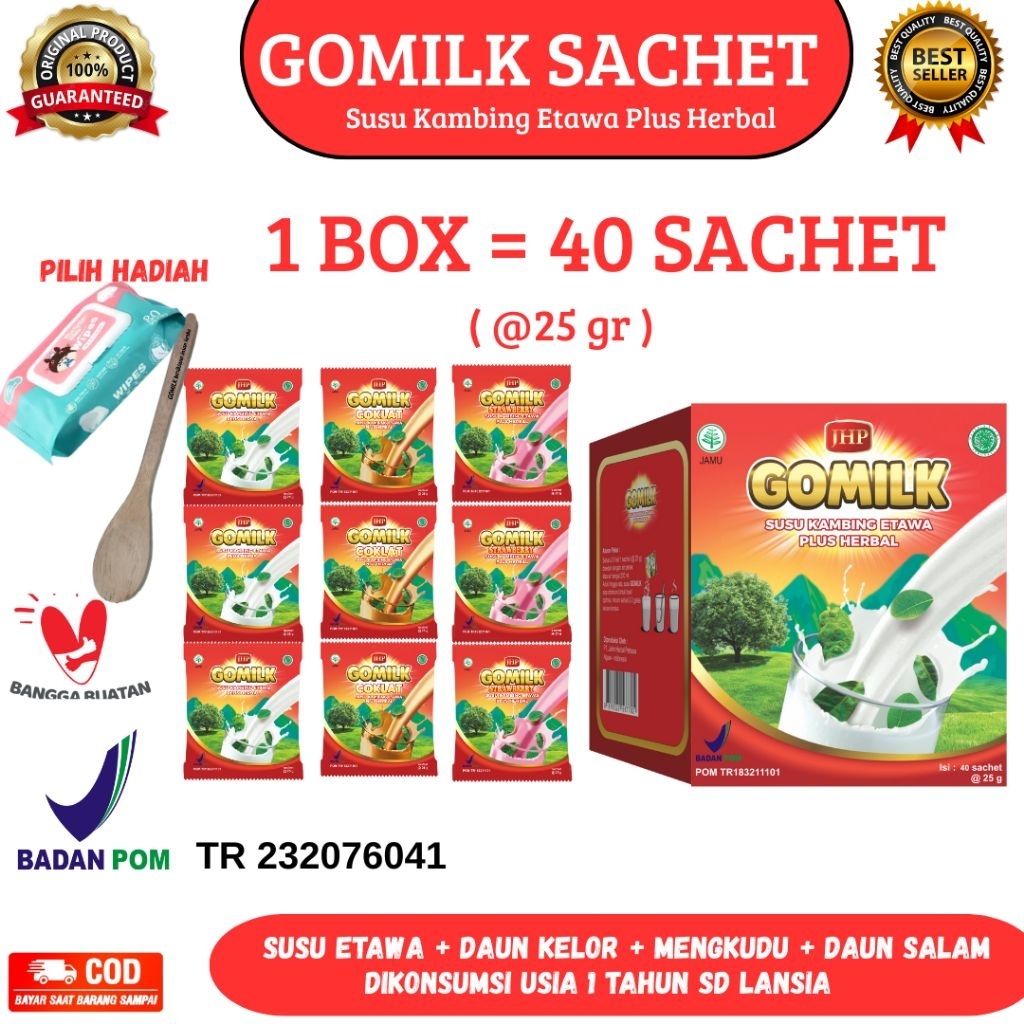 

Susu Kambing Etawa GOMILK Sachet 1kg – Herbal Nafsu Makan, Maag, Asam Urat Tulang Kuat