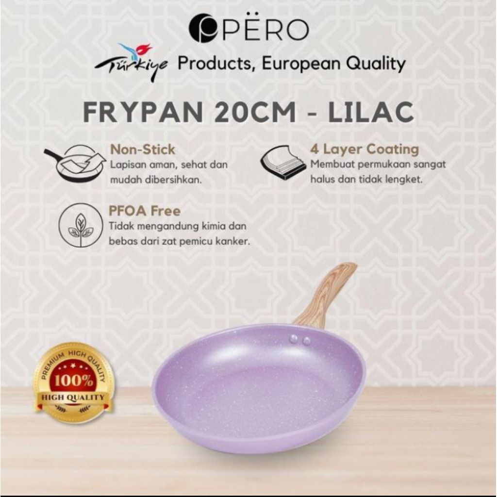 PERO BIOGRANITE FRY PAN 20 CM WOODEN HANDLE ( WARNA RANDOM )