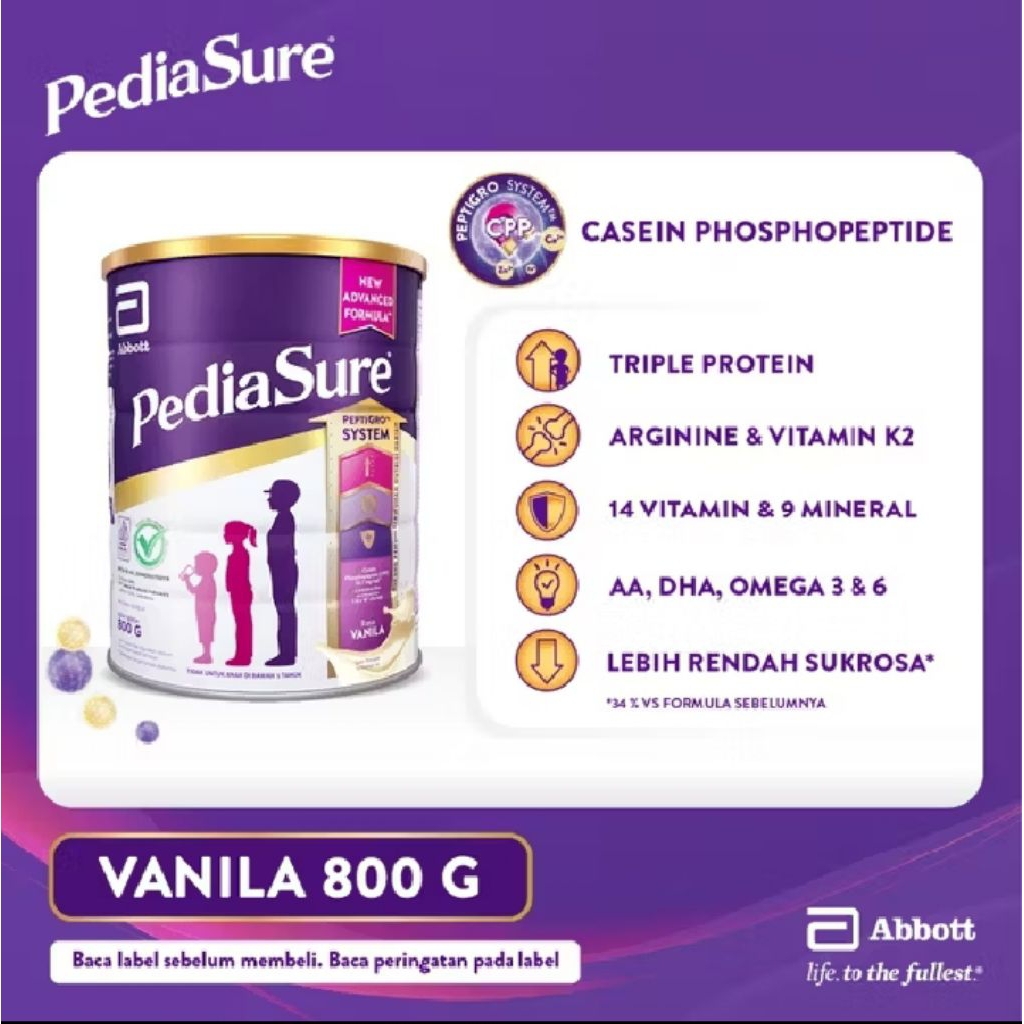 

Pediasure Vanila 800 gr / Madu 800 gr / (1-10 Tahun)