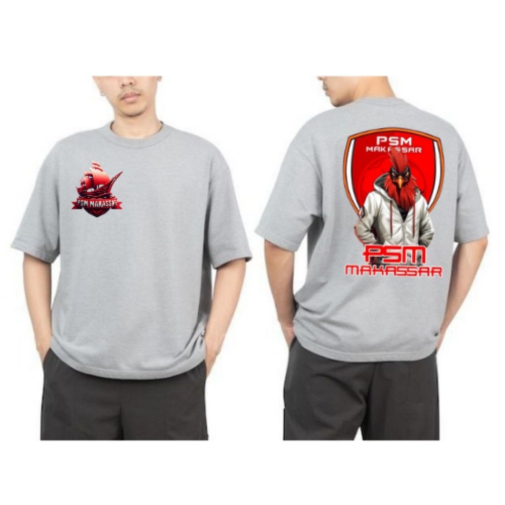 BAJU KAOS MOTIF DISTRO DENGAN LOGO PSM MAKASSAR BERPADUAN DENGAN KAPAL PHINISI KEKINIAN BAHAN ADEM &