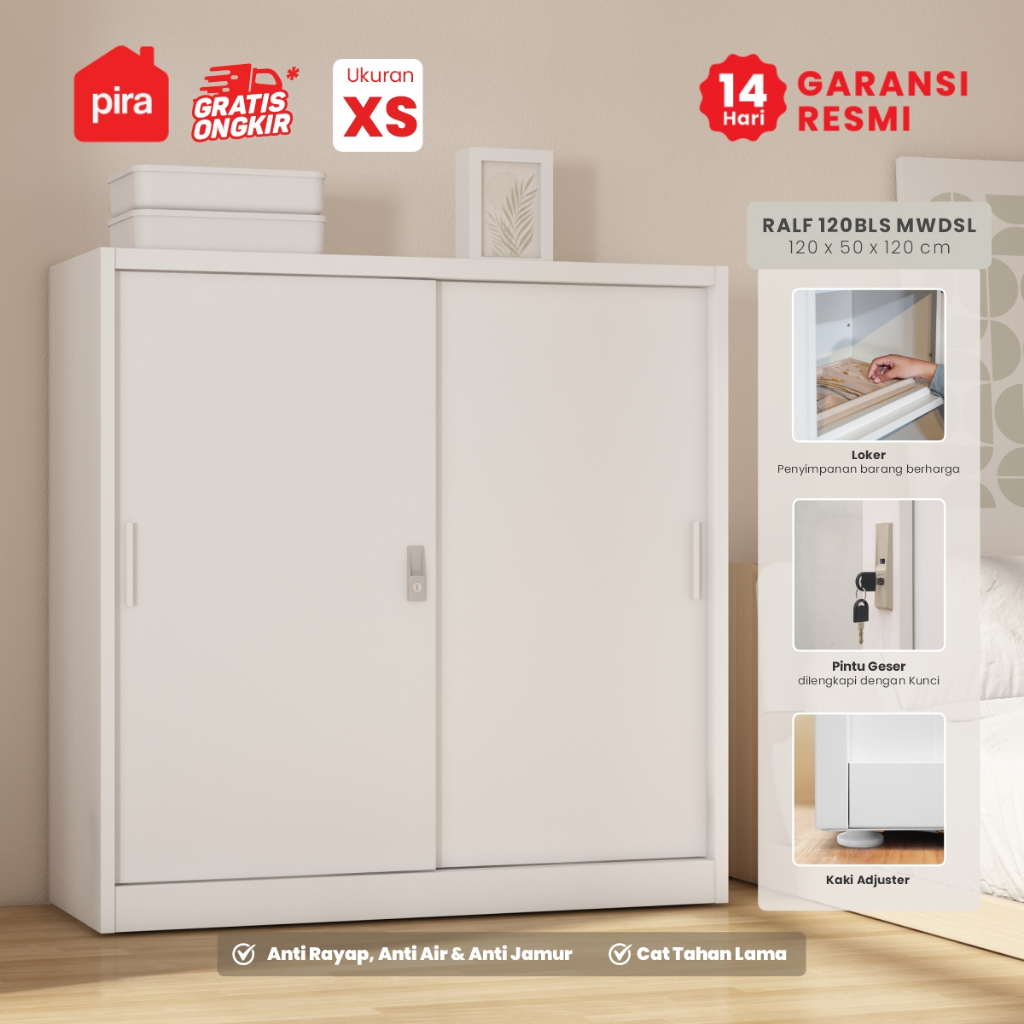 PIRA -  RALF 120BLS MWDSL Lemari Pakaian / Lemari Sliding / Lemari Pakaian Besi / Lemari Baju Anak /