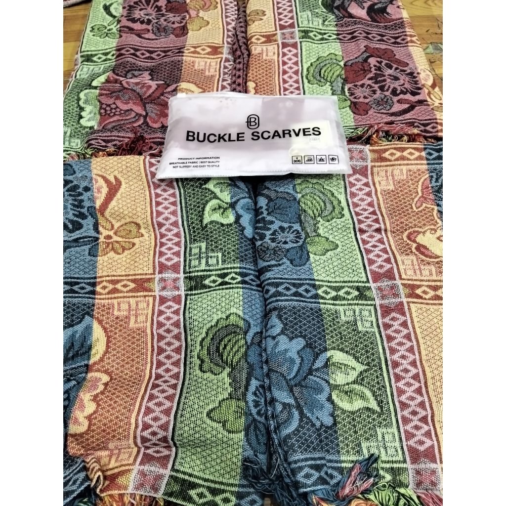 5pcs Hambal rajut pelangi+1pcs buckle scarves+1pcs Azahra polos