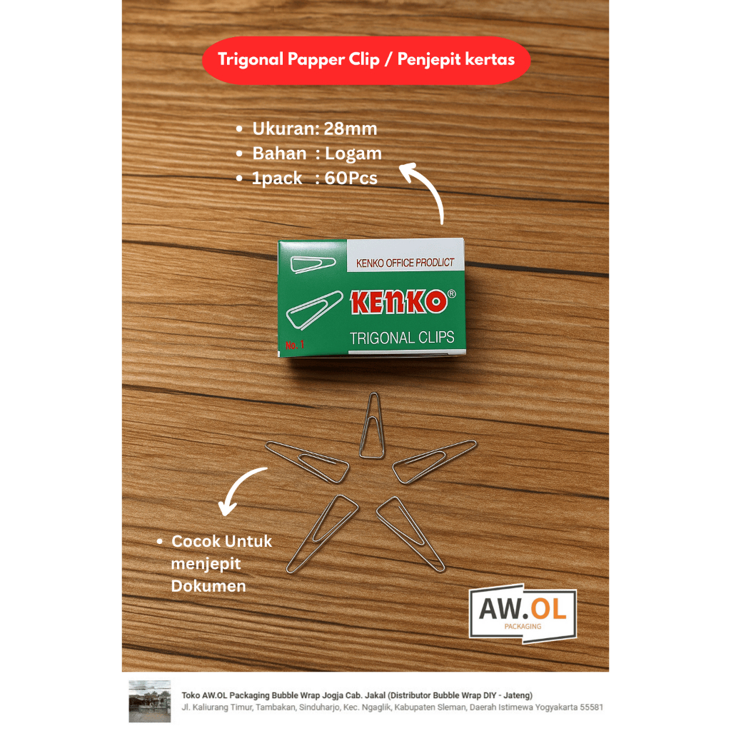 

Trigonal Clip No 1 Kenko (Paper Klip / Klip Penjepit Kertas)