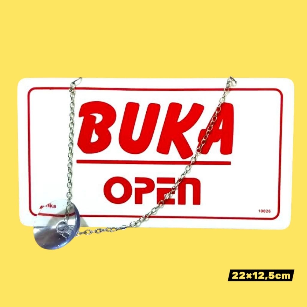 Sign akrilik BUKA-TUTUP (tulisan bolak-balik)