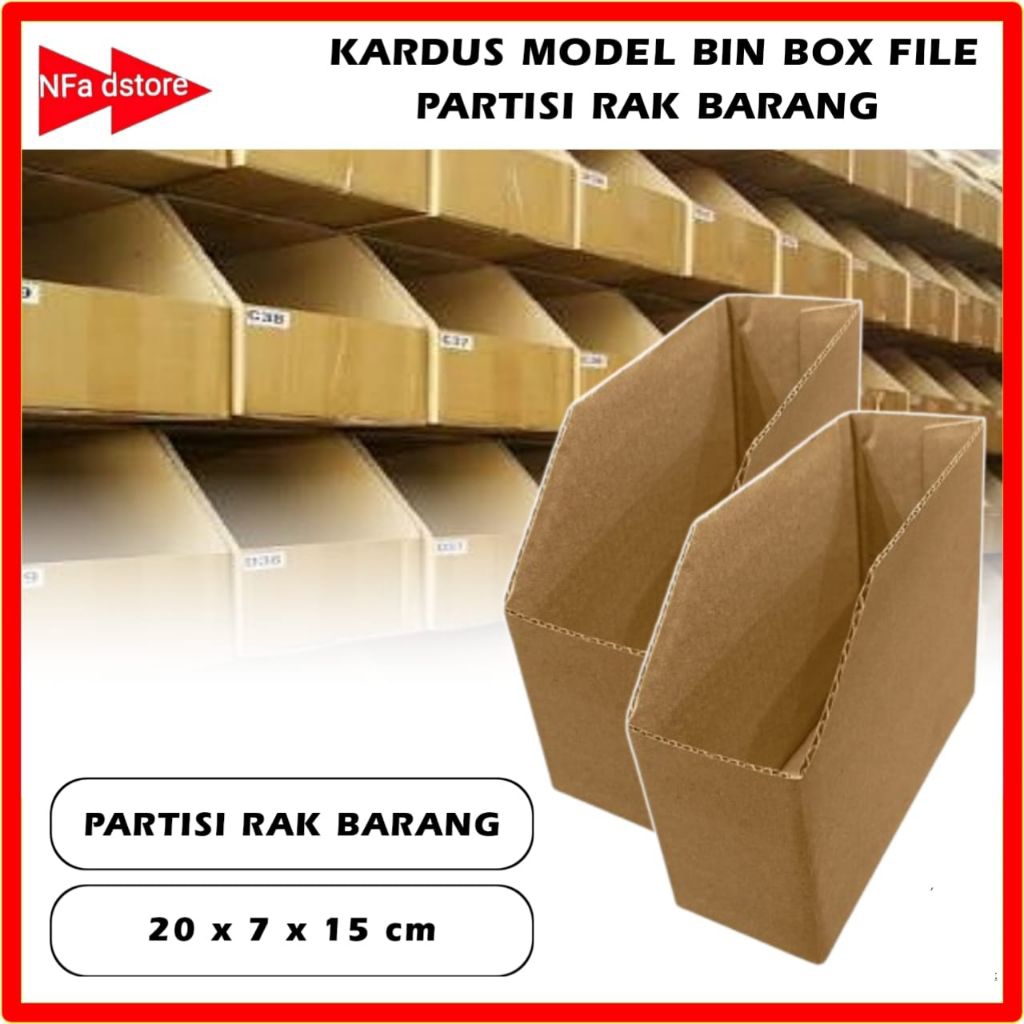 

Kardus Model Bin Box File Ukuran 20x17x15 cm / Partisi Rak Barang