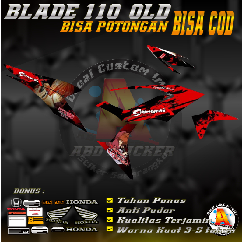 Stiker Decal Motor Honda BLADE 110 OLD - Decal Stiker BLADE 110 OLD Anti Luntur |KODE A249