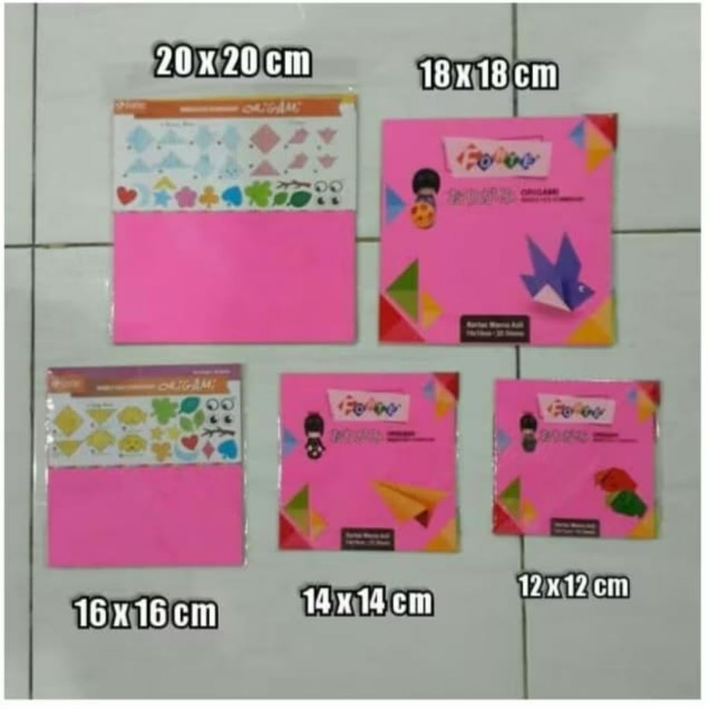 

Origami forte per pak isi 10 ukuran 12x12 14x14, 16x16, 18x18 dan 20x20