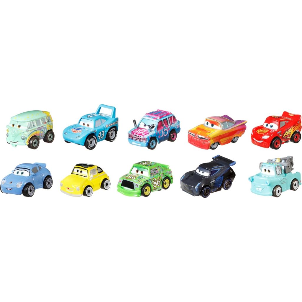 Mattel Disney Pixar Cars Mini Racers 10-Pack, Collectible Set with 10 Toy Vehicles, Fan-Favorite Cha