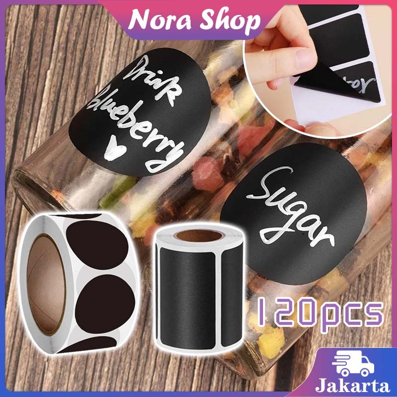 120Pcs Label Stiker Roll / Stiker Makanan Label / Chalkboard Label Sticker Tahan Air / Pena Dapur Bu