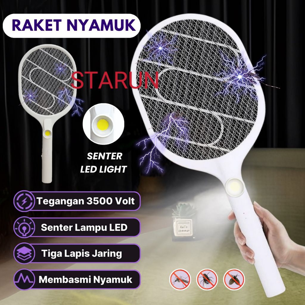 Raket Nyamuk Listrik / Pembunuh Nyamuk Listrik / Mosquito Killer Recharge
