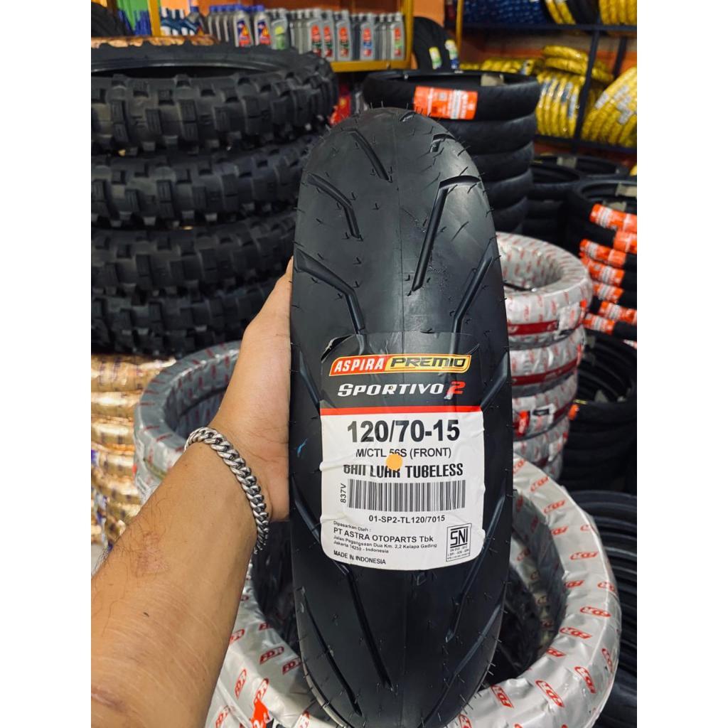 (PRODUKSI BARU) BAN ASPIRA 120/70-15 SPORTIVO 2 TUBELESS Ban Motor XMAX, TMAX, FORZA, DEPAN all seri