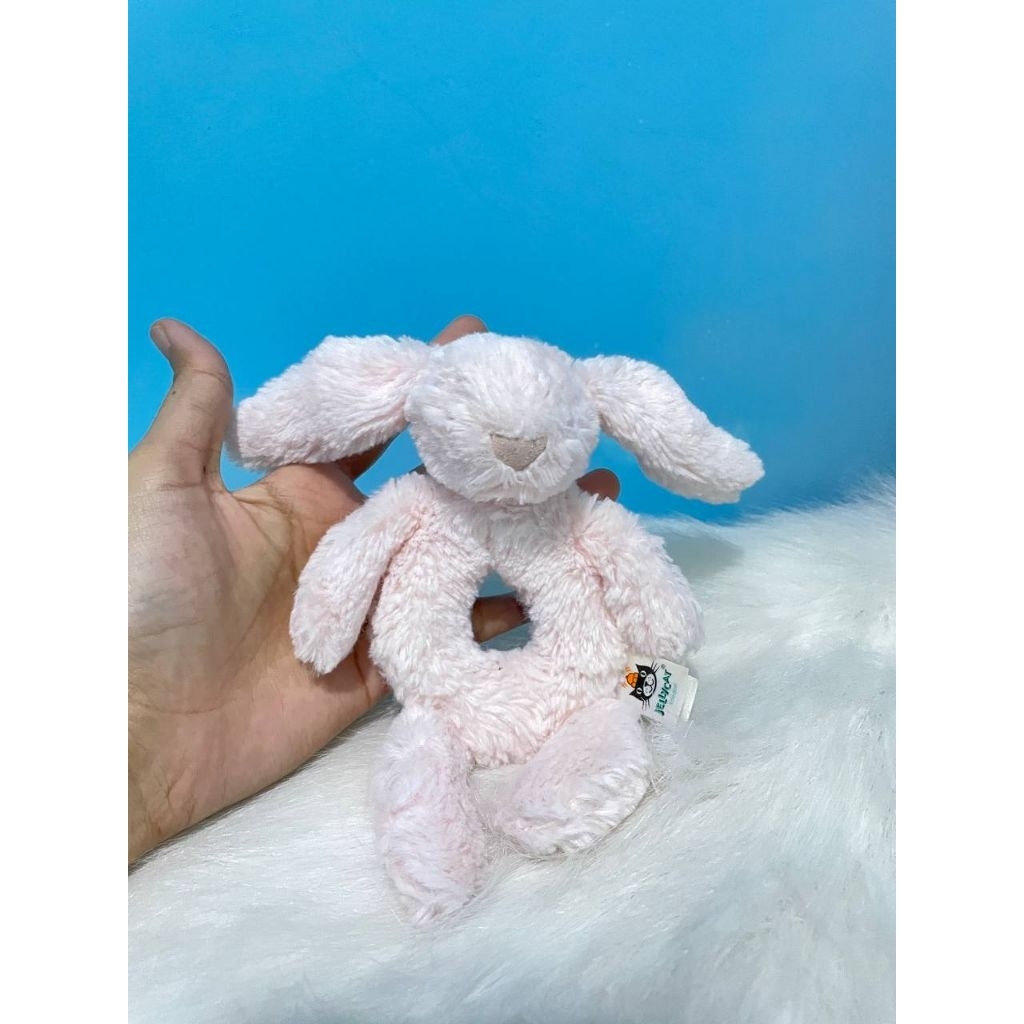 Jellycat Pink Bashful Bunny Rabbit Grabber Rattle Baby Soft Toy Newborn +|| Jellycat Pink Mainan Bay