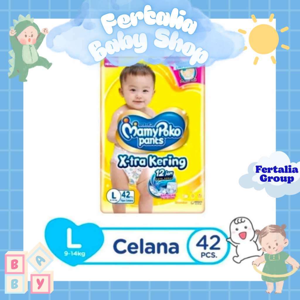 MamyPoko Pants X-tra Kering L 42 | Anti Bocor | Pants | Daya Serap Tinggi, Nyaman & Kering Lebih Lam