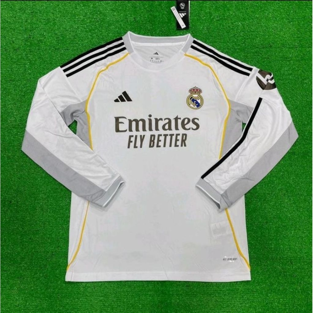 Jersey Kaos Baju Sepak Bola Madrid Home Away 3rd Third Putih Longsleeve Long Sleeve LS Lengan Tangan