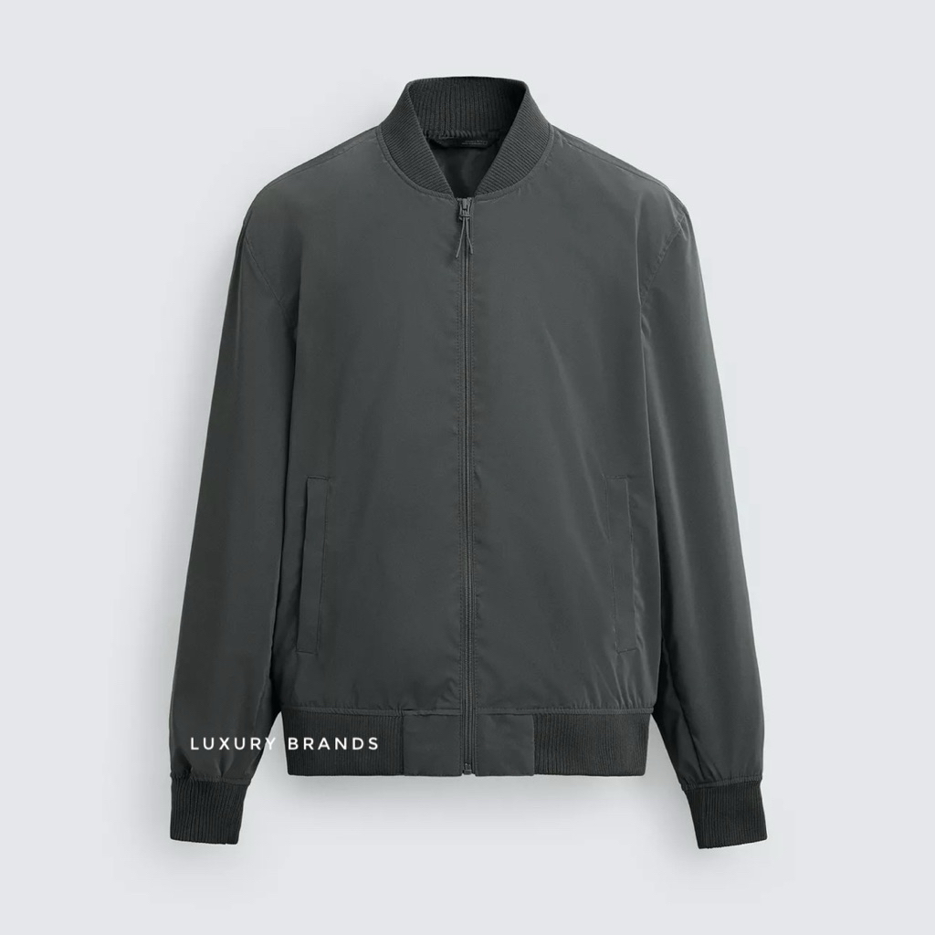 Jaket Bomber ZARA Man Original Lightweight Bomber Jacket Anthracite Grey