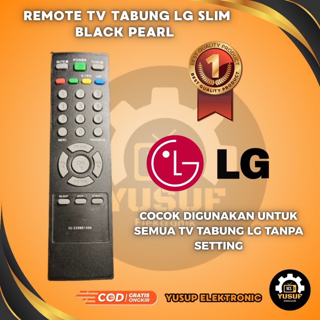 Remote Remot TV LG Tabung Pearl Black Slim Flat MKJ33981406/ Remote TV Tabung LG SLIM 1406