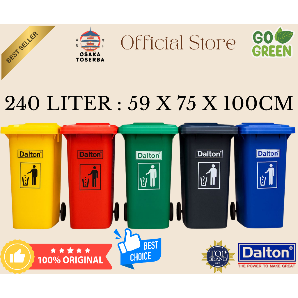 Tempat Sampah 240 Liter Tong sampah besar 240L LXD 240F DALTON Tempat sampah roda sulo plastik HDPE