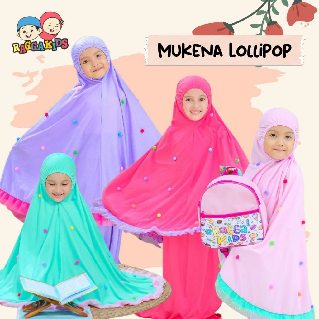 Raggakids Mukena Anak lolipop FREE tas ransel dan sajadah kecil - telekung prayer set