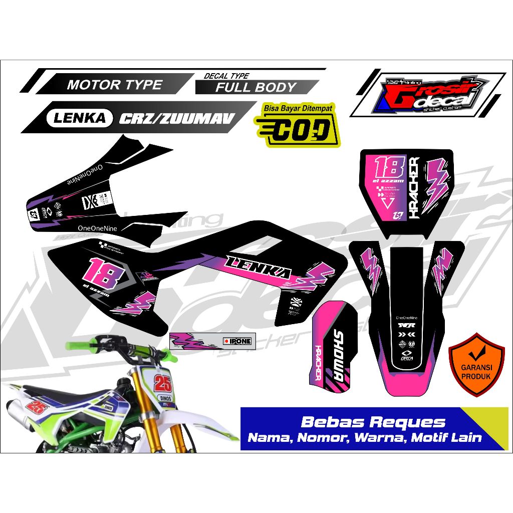 Sticker Stiker Mini Trail LENKA / CRZ / ZUUMAV /HSX / Tao Motor 110cc Full Body Bebas Reques