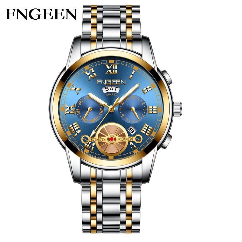FNGEEN 4001 Jam Tangan Pria Luxury Stainless Steel Quartz Tahan Air Watch Kotak Gratis