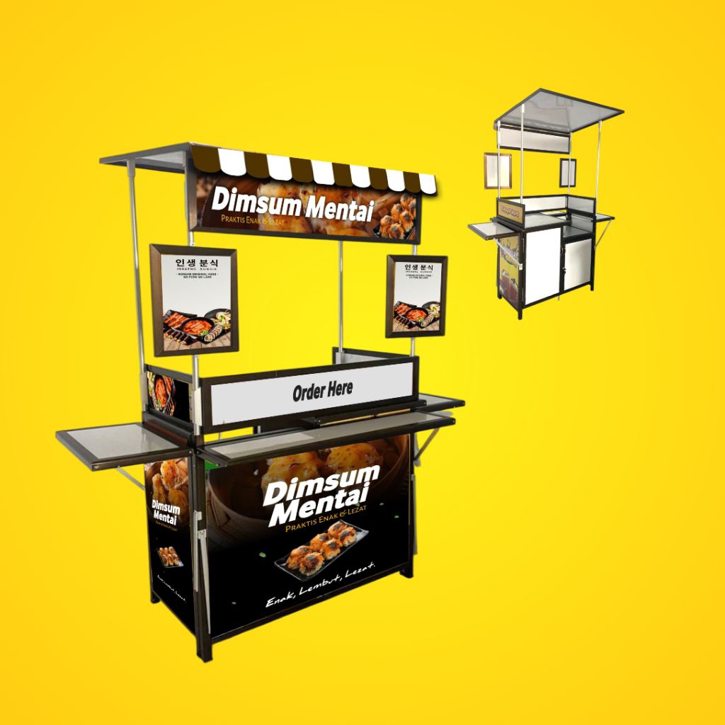 Booth Portable Alumunium / Gerobak Lipat / Meja lipat / Event Desk / Stand Jualan - JAJANAN MAKANAN 