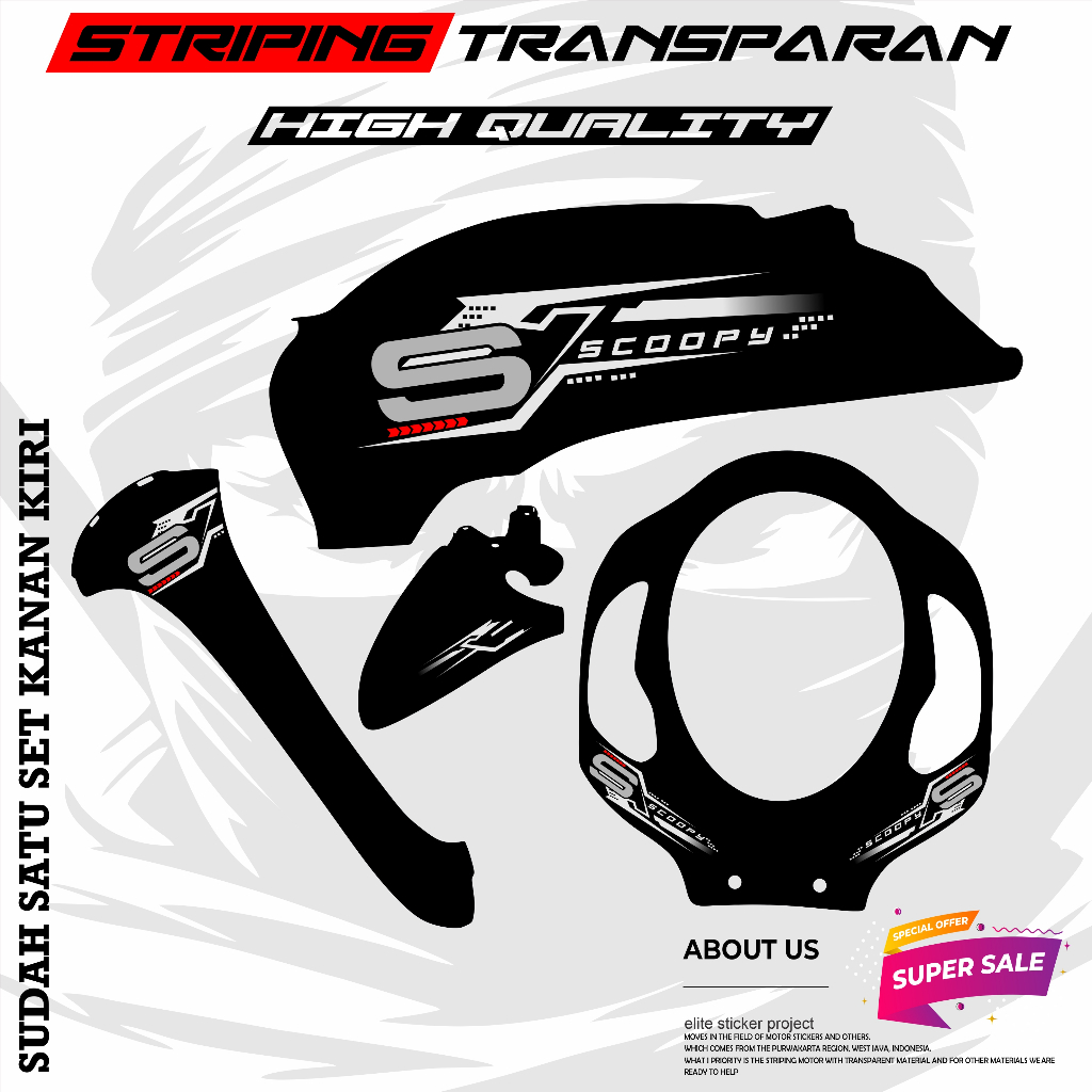 STRIPING VARIASI TRANSPARAN HONDA SCOPY DONAT 2020 STICKER MOTIF SIMPLE KEREN TERBARU