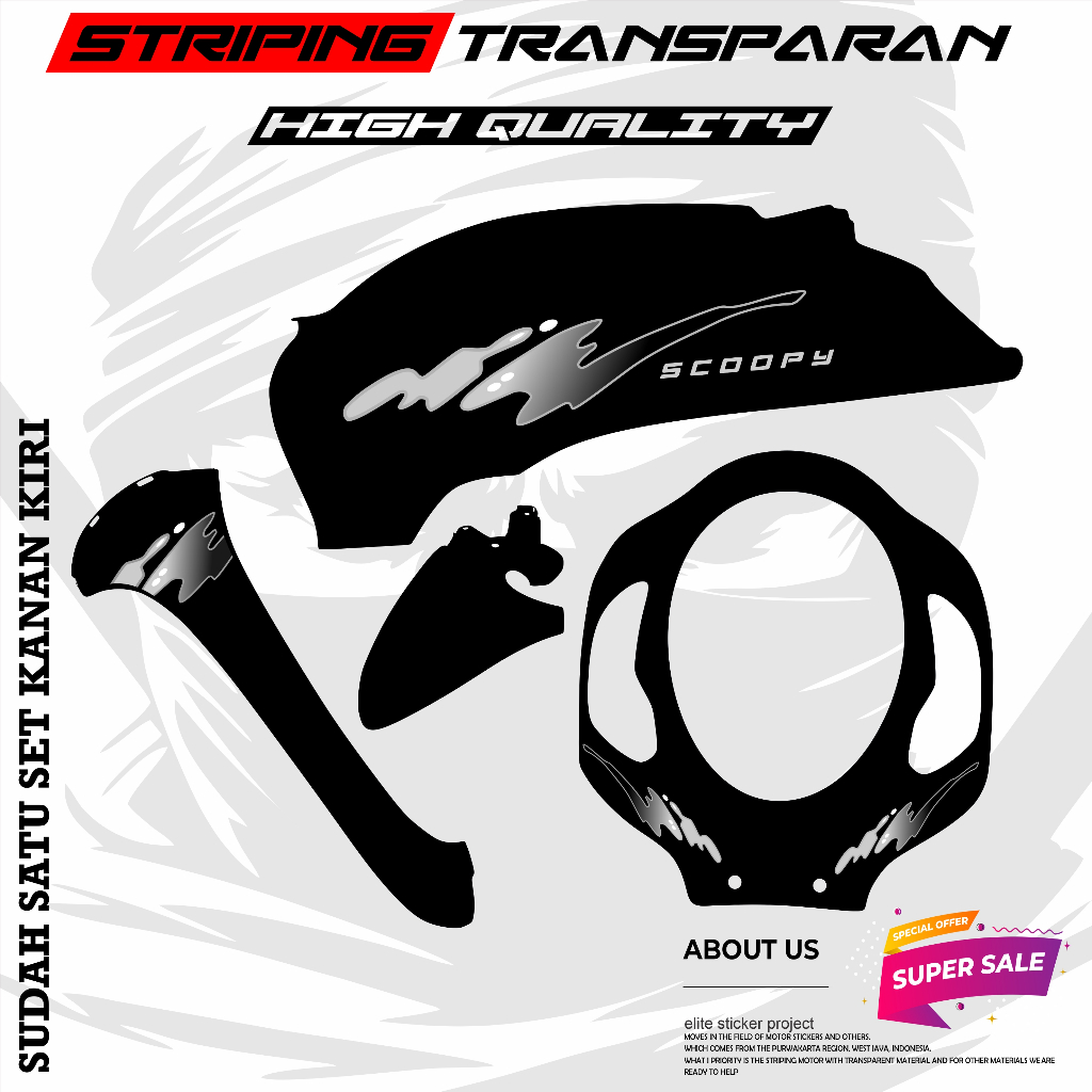 STRIPING VARIASI TRANSPARAN HONDA SCOPY DONAT 2020 STICKER MOTIF TERBARU KEREN SIMPLE
