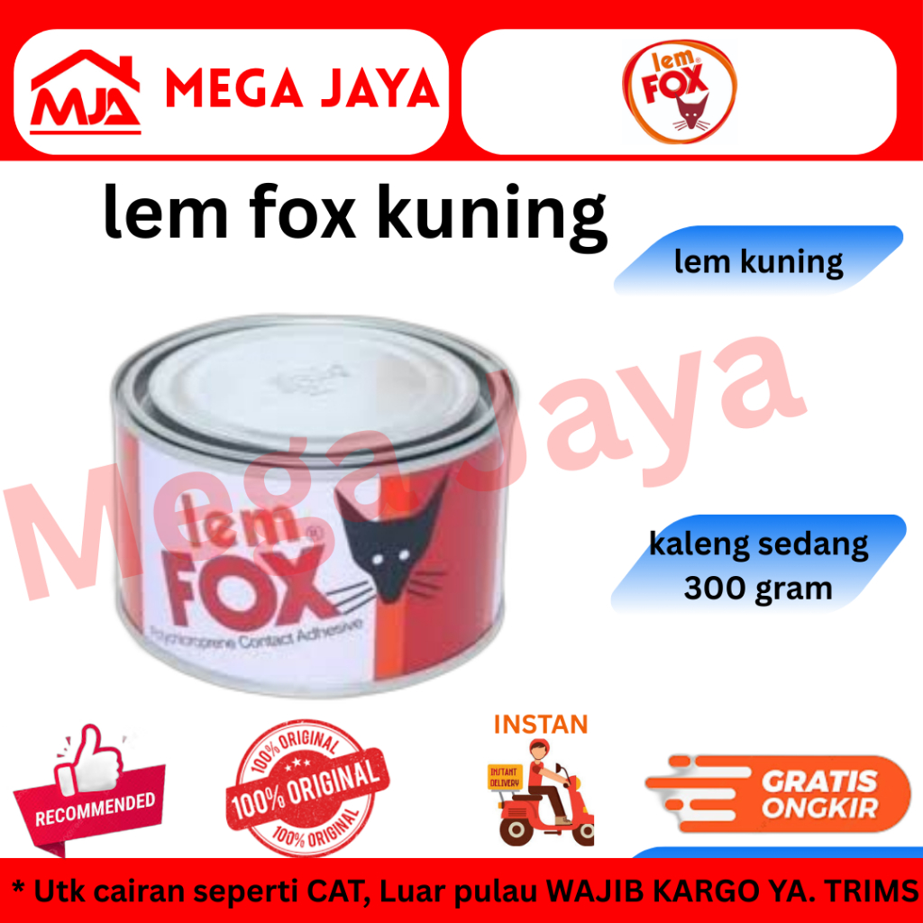 lem fox kuning kaleng 300gram lem fox kaleng sedang lem kuning