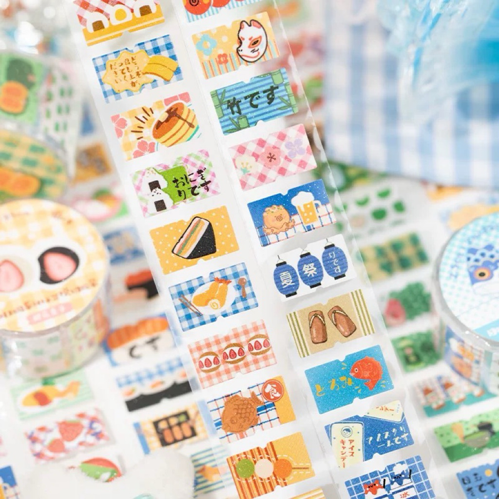 sticker roll label japanese vibes colorfull dekorasi journal readystock B3646