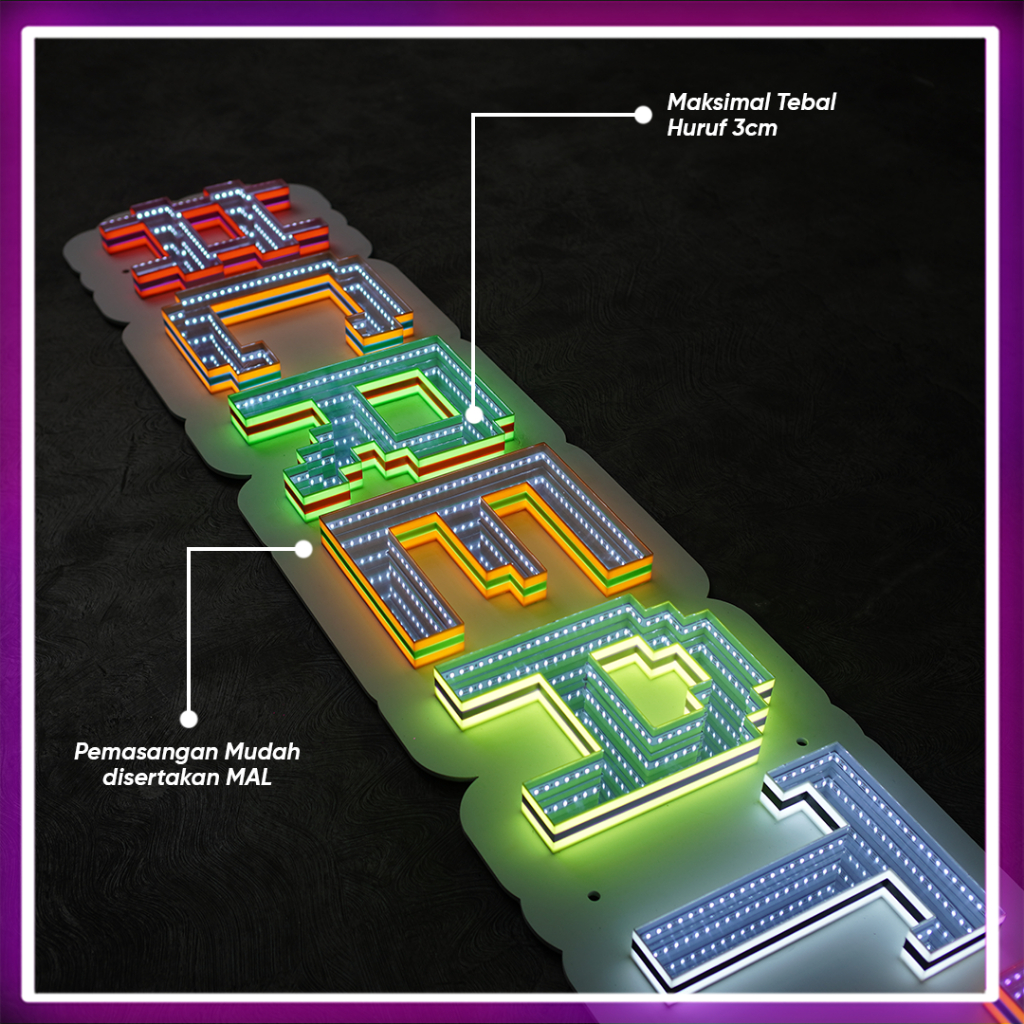 Letter Signage Huruf Menyala Model Infinity LED Custom Neon Box