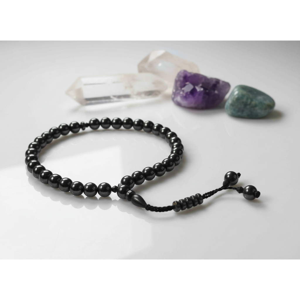 Tasbih Batu Magnet Hitam 33 Asli | Gelang Tasbih Magnetis Pria Wanita | Natural Magnetic Stone