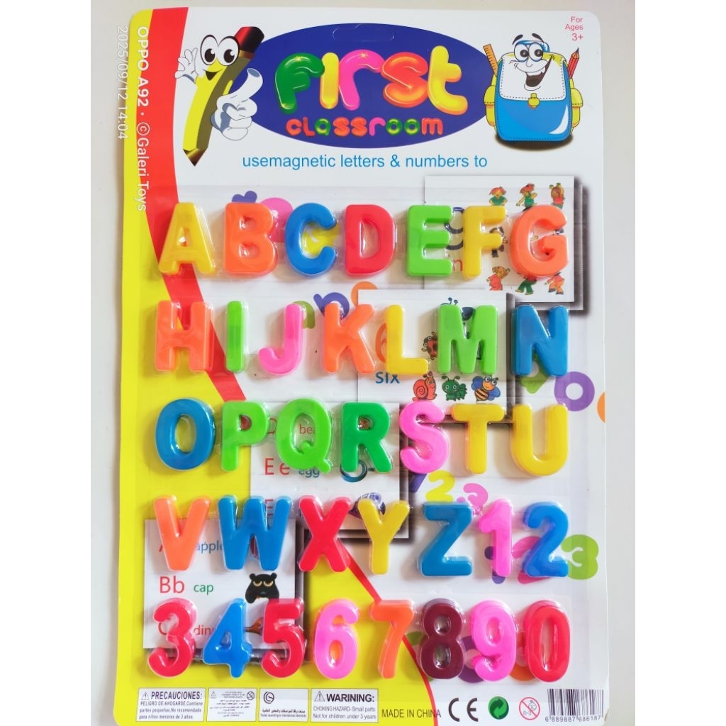 Mainan Tempelan Magnetik Abjad dan Angka Warna-warni