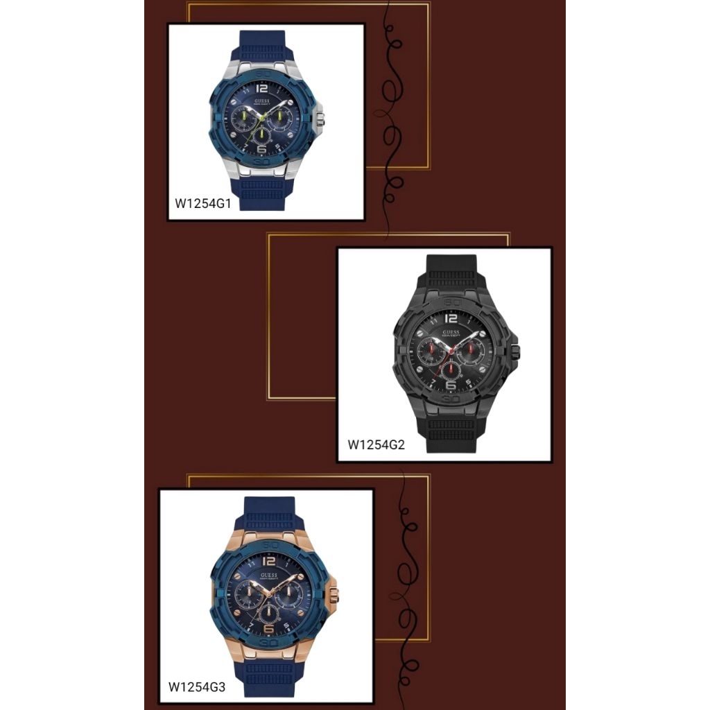 JAM TANGAN PRIA RUBBER GUESS W1254G1, W1254G2, W1254G3