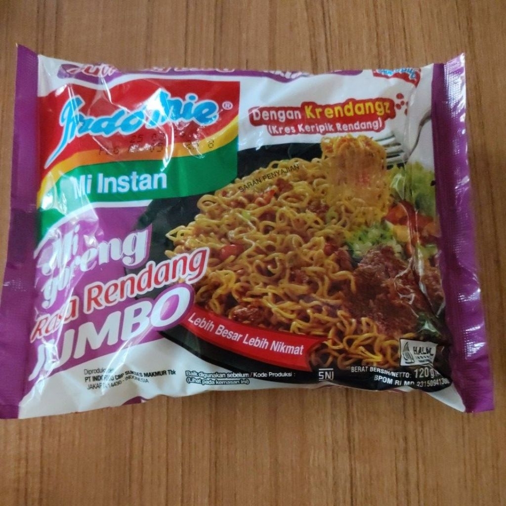 

mie indomie goreng jumbo rasa rendang 120 gram
