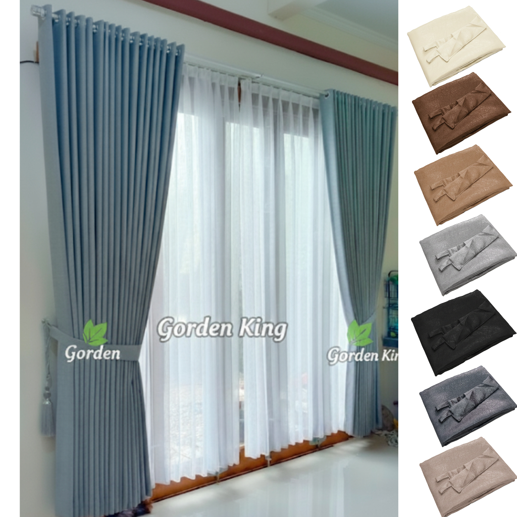 Gorden Blackout Polos Jendela Pintu Kamar Pendek Panjang Aesthetic Blackout Polos Doff Abu Biru Muda