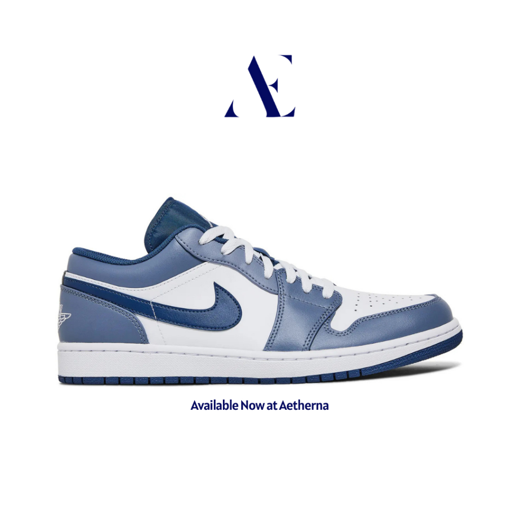 Aetherna. - Sepatu Sneakers Air Jordan 1 Low Ashen Slate Steel Blue Navy Authentic