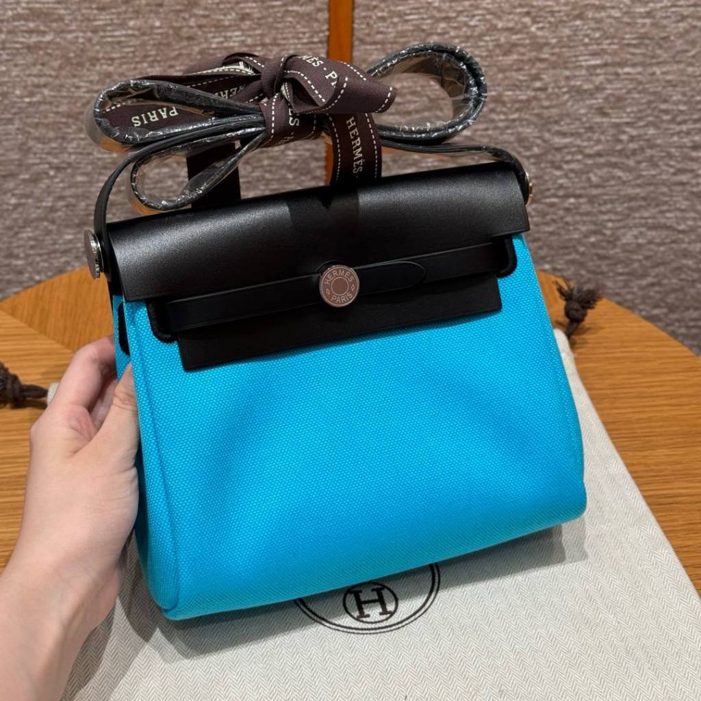 TAS WANITA/PRIA MINI HERBAG IN CANVAS AND COWHIDE LEATHER