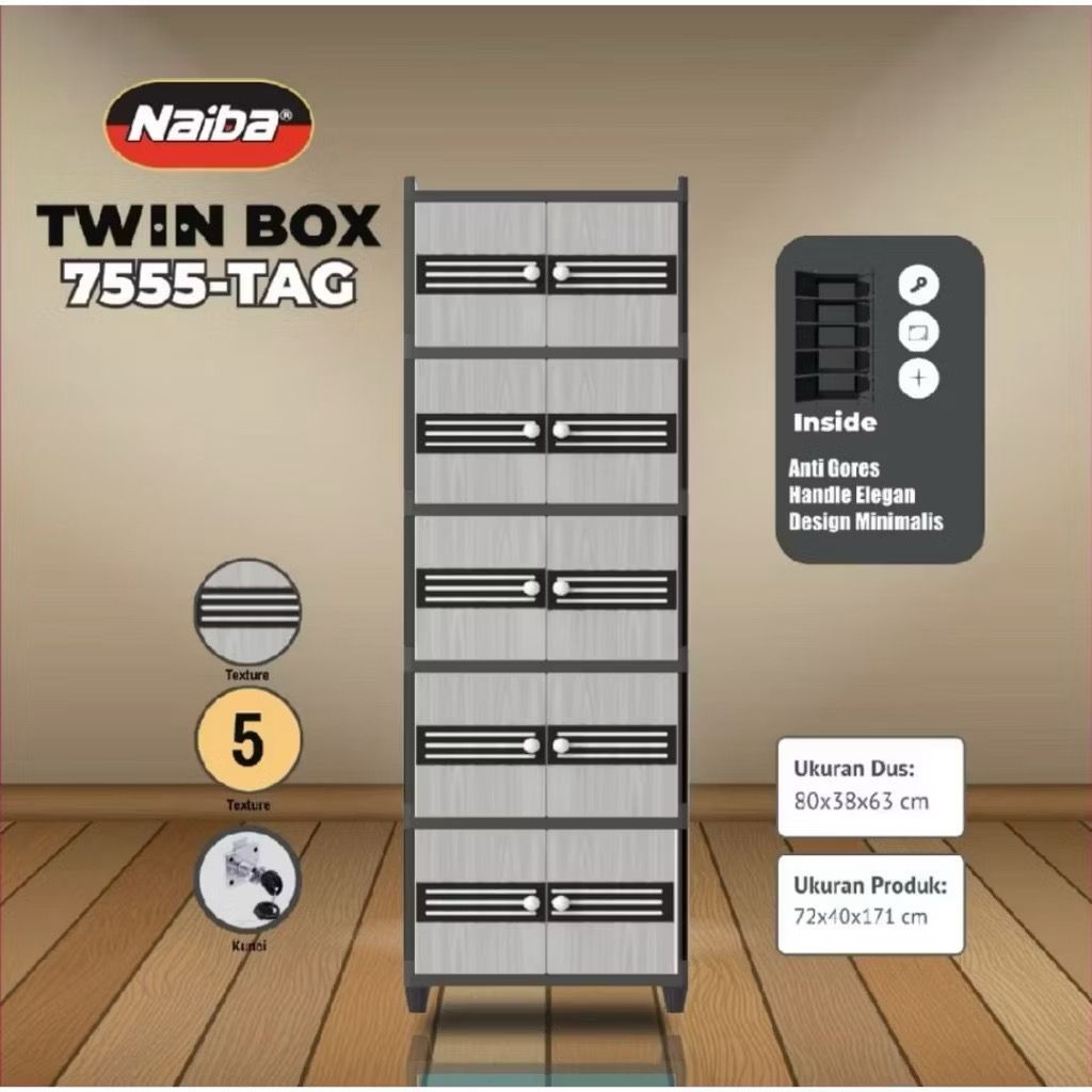 NAIBA TWIN BOX LEMARI PLASTIK SERBAGUNA LEMARI PAKAIAN
