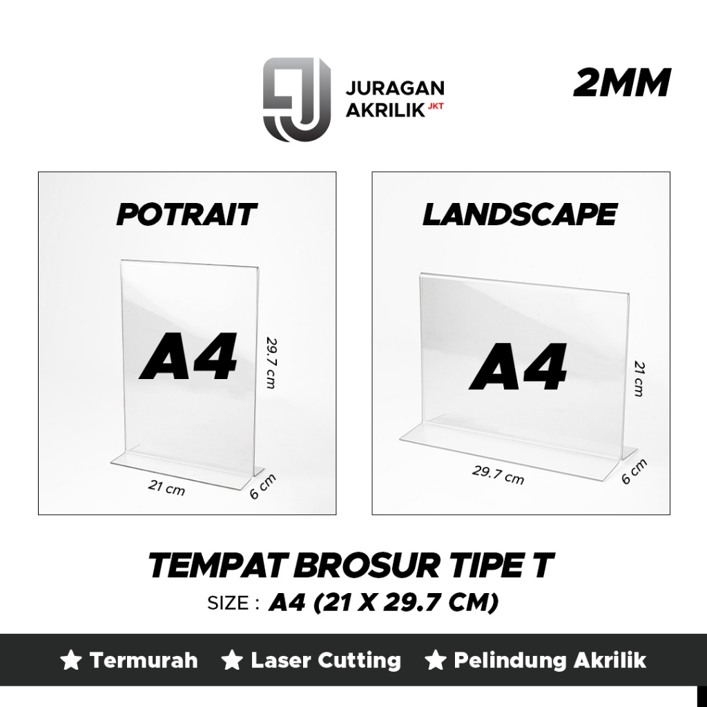 

Tempat Brosur Akrilik A4 2MM / Acrylic Tent Card Holder / Tent Holder Akrilik / QRis Barcode Akrilik / Stand Akrilik A4