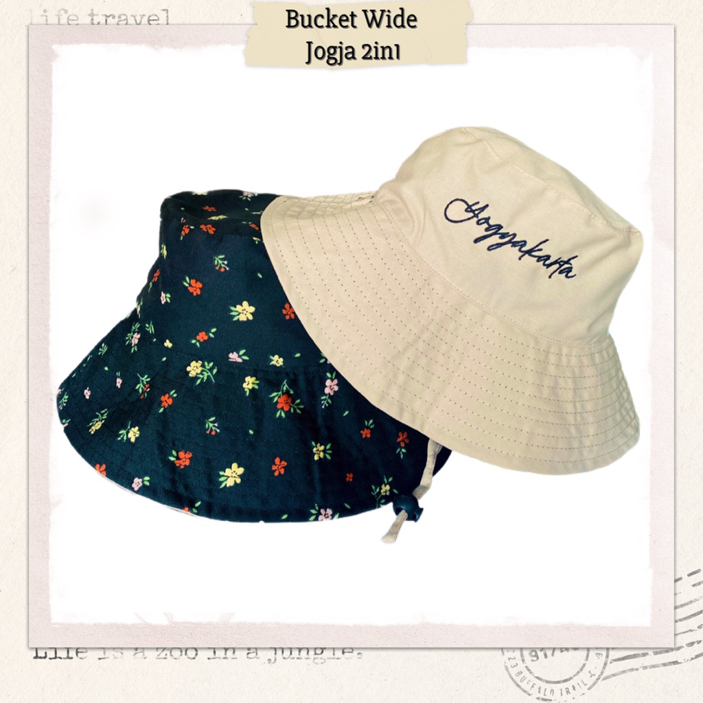 Topi Bucket Bordir Jogja Satu Topi Bolak-Balik - Topi Oleh Oleh Khas Jogja