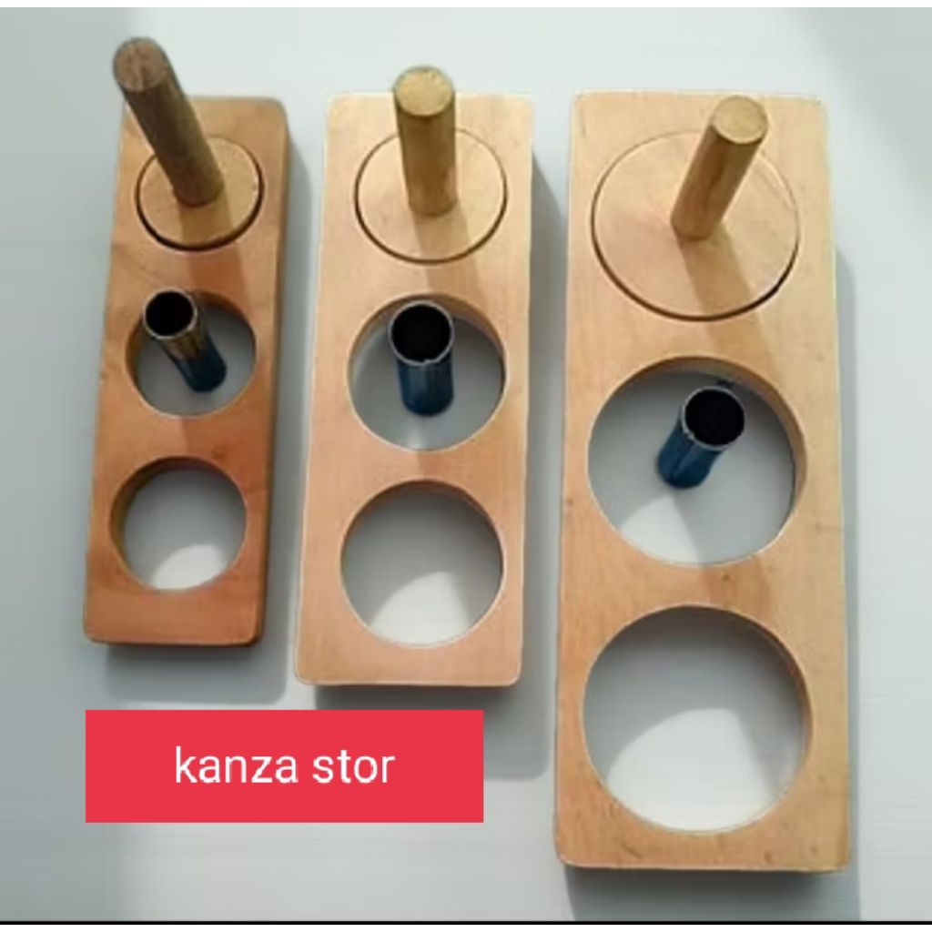 

Kayu Cetakan donat kayu 1 set 3 lubang+Pembolong penekean UK 6-7-8 cm