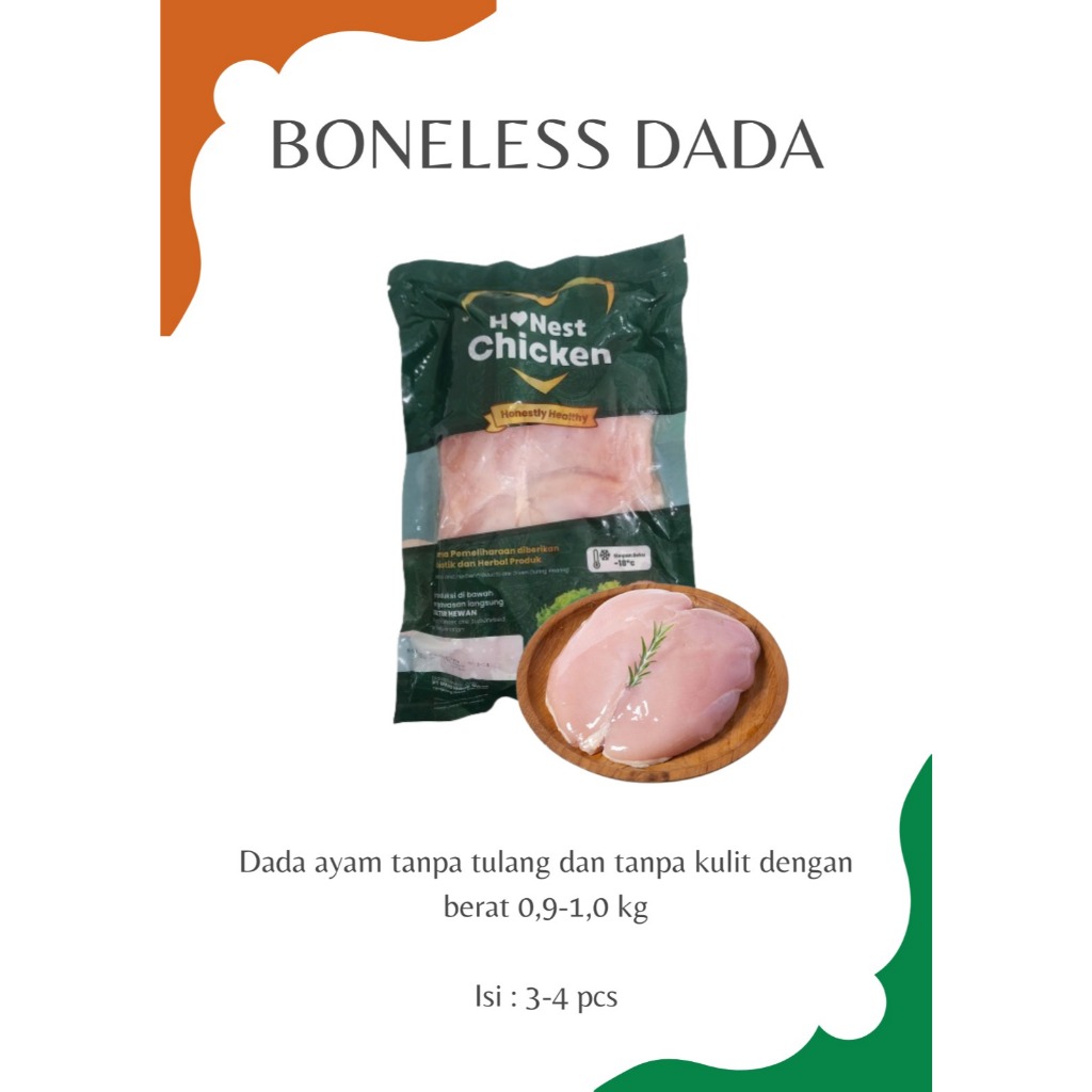 

Honest Chicken Boneless Dada Skinless + Probiotic, HALAL, NKV, FSSC 900-1000g