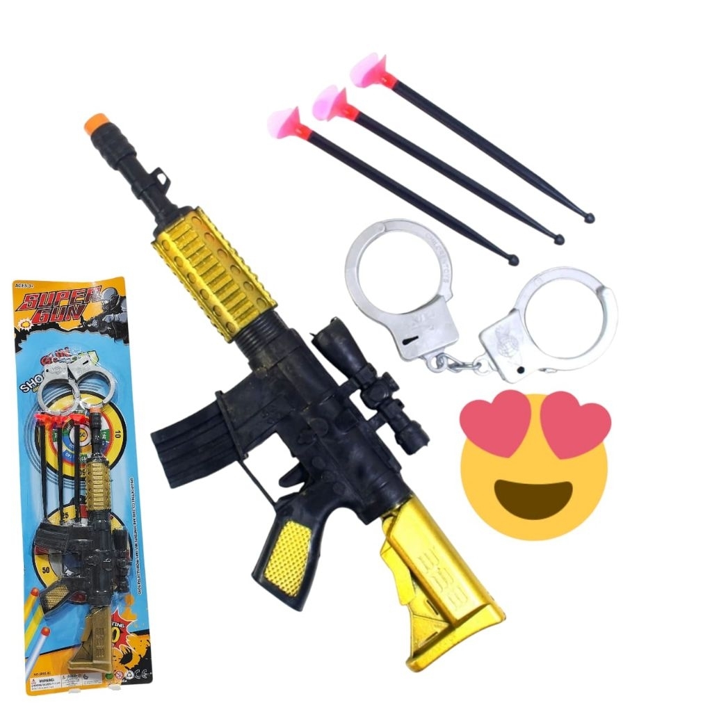 1092 Mainan Pistol Anak Anak Bahan Plastik / Mainan Pistol Pakai Peluru Karet 3 pcs Sesuai Foto / Ma