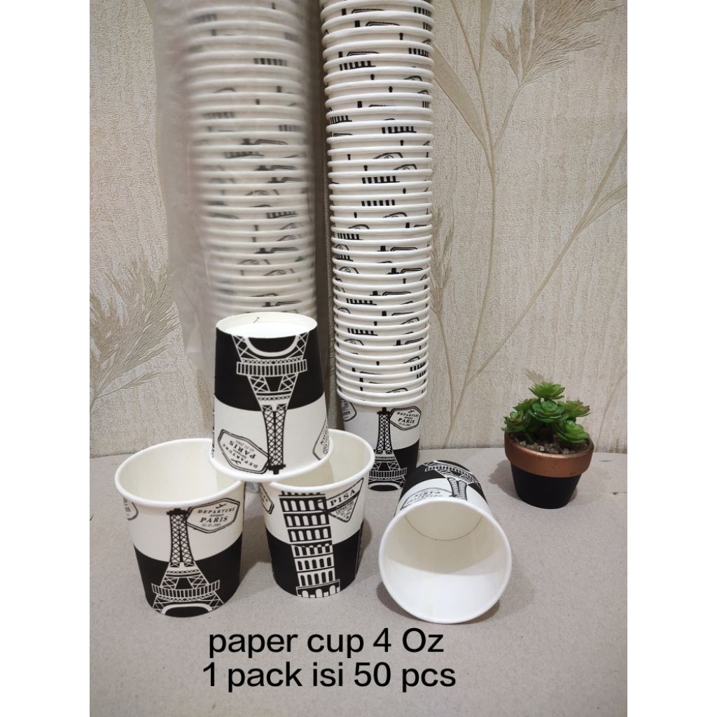 paper cup kopi/ cup kopi kertas uk 4 Oz hot & cold 1 pack isi 50cs