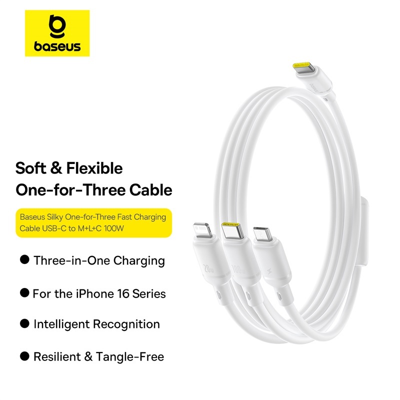 Baseus Silky One-for-Three Fast Charging Cable M+L+C 100W 1.5m